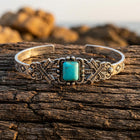 Boho Silver Turquoise Square Bracelet