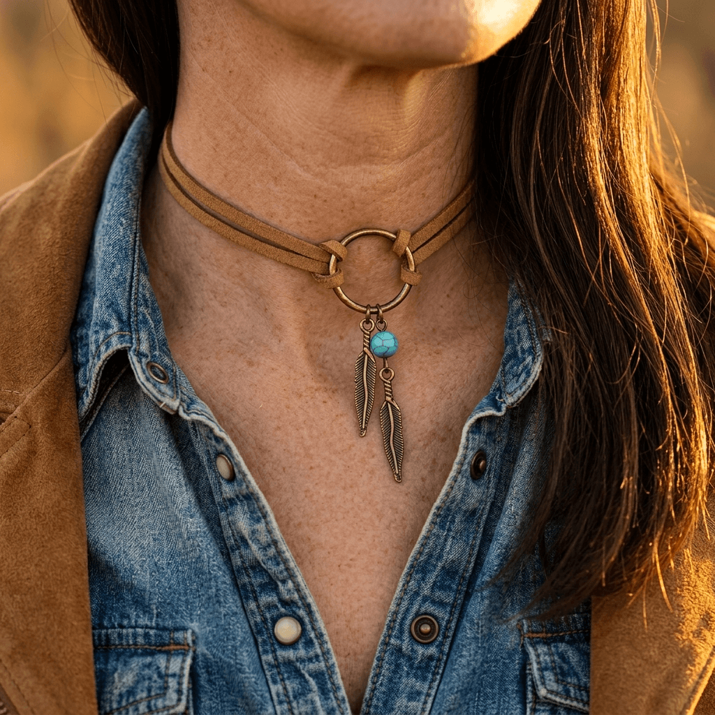 Boho Western Brown Tassel Pendant Necklace