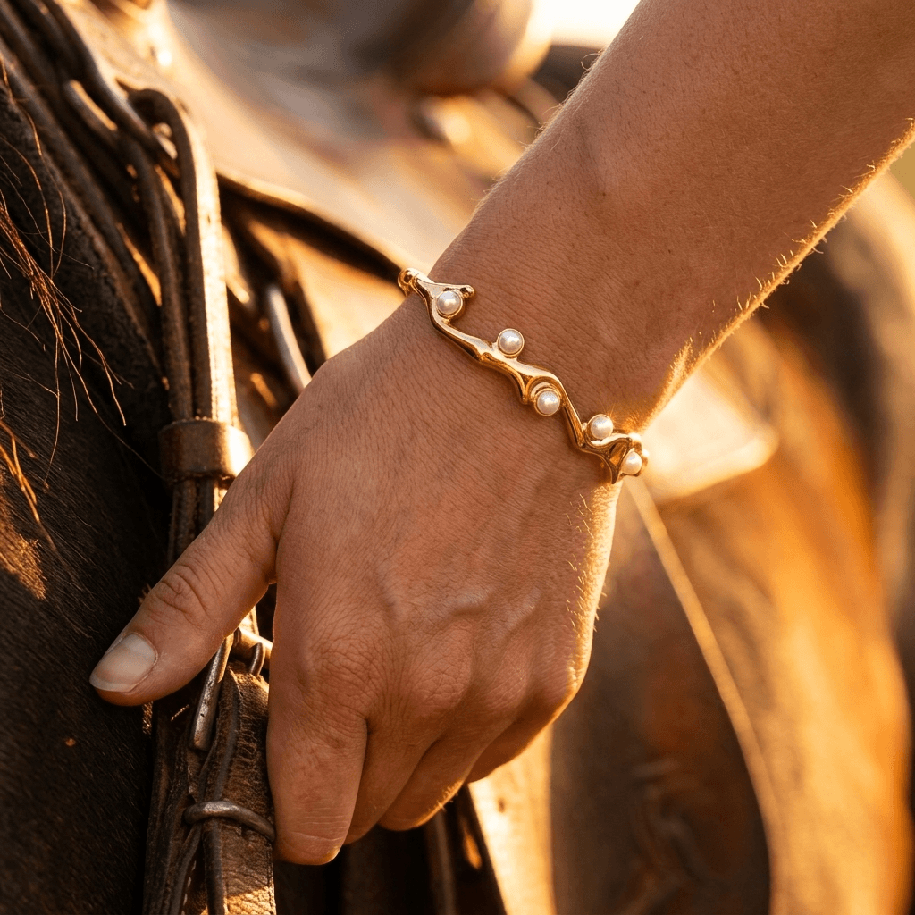 Border Inlaid Pearl Open Light Luxury Bracelet