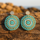 Bohemian Turquoise Gold Beaded Round Drop Earrings