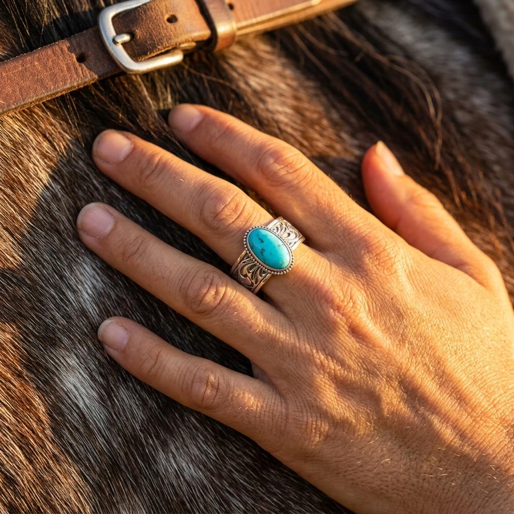 The Engraved Meadow Turquoise Ring