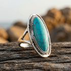 Ethnic Turquoise Carved Elephant Wide Ring