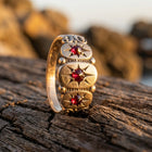 Vintage Gold Red Zirconia Star Ring