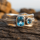 Blue Topaz Two Stone Ring