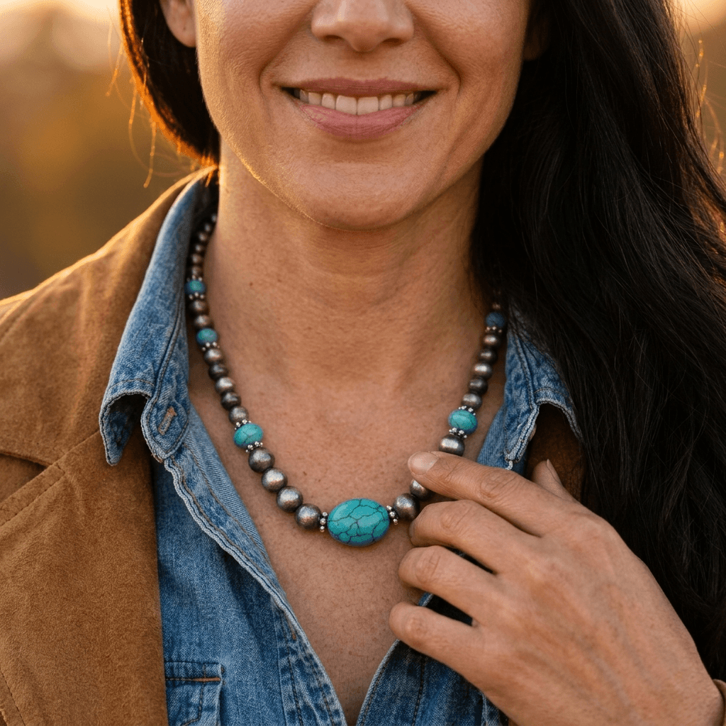 Silver Sky Blue Pendant Necklace