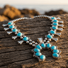 Metallic Feather Turquoise Statement Necklace