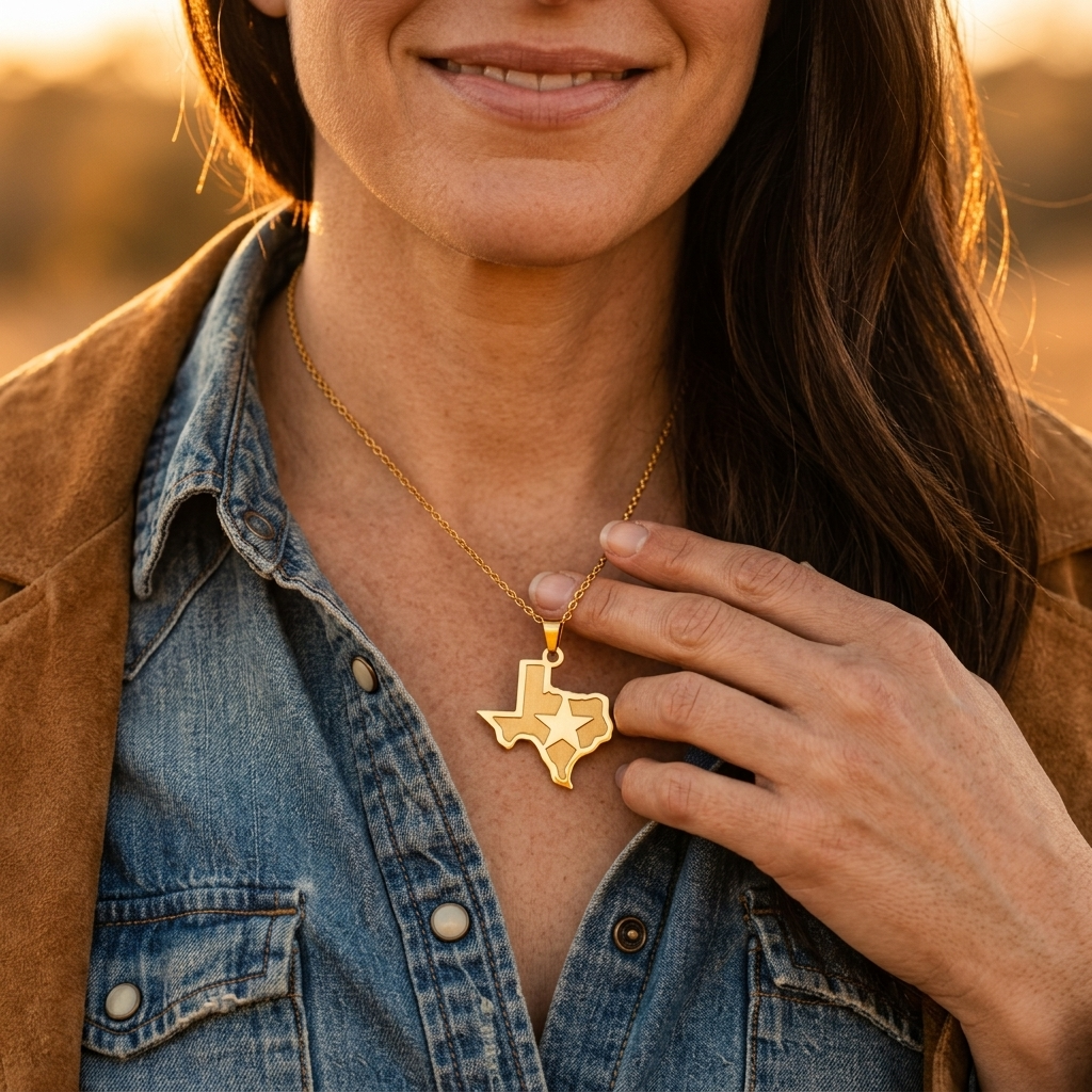 Gold Texas Star Pendant Necklace