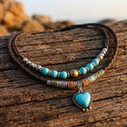 Boho Turquoise Heart Pendant Necklace