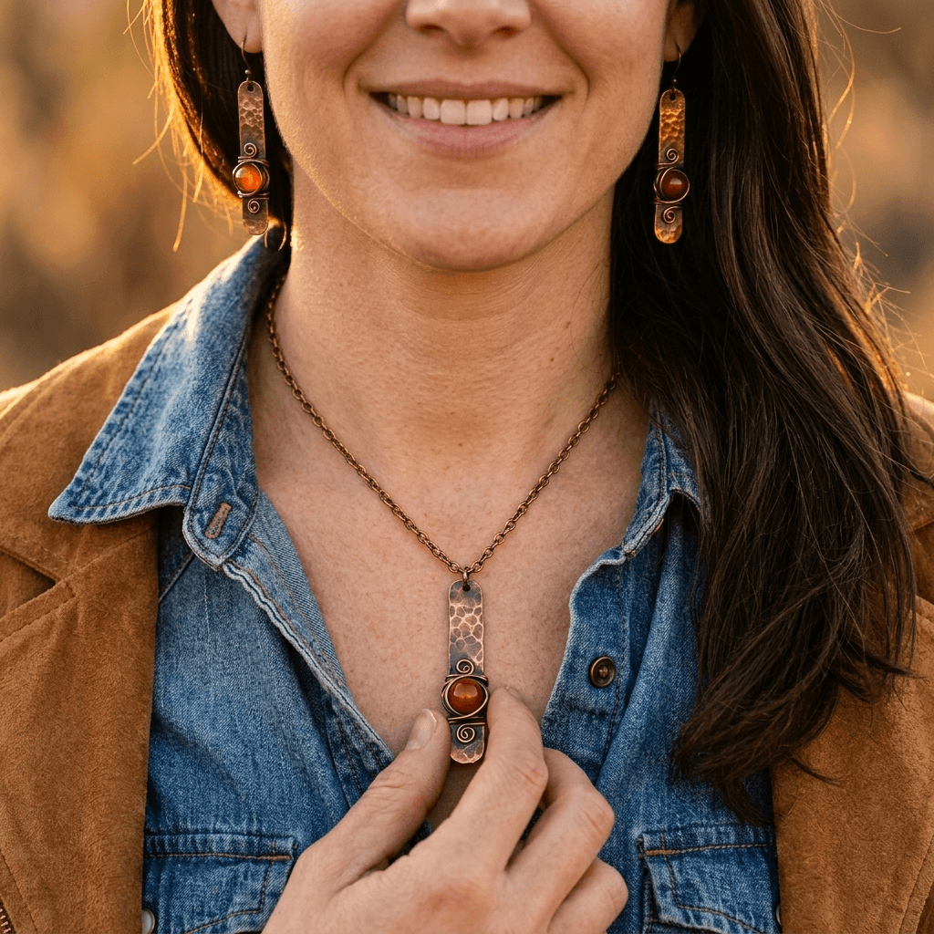 Vintage Gold Engraved Gemstone Pendant Necklace