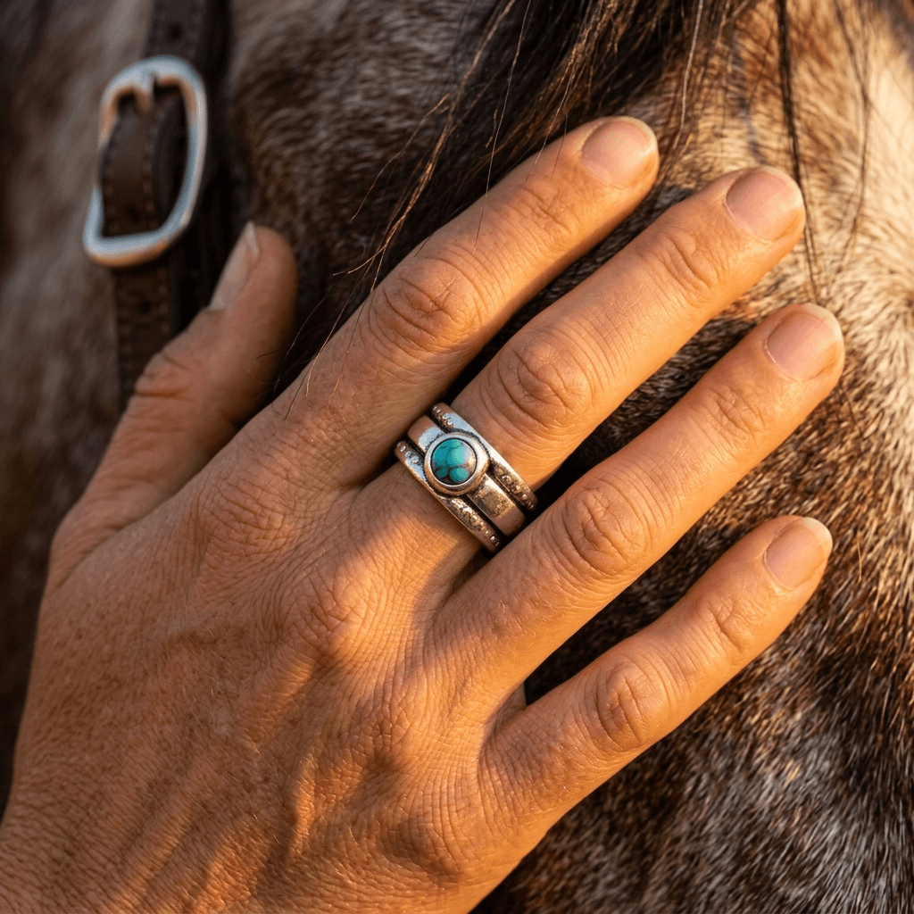 Bohemian Turquoise Wide Band Alloy Ring