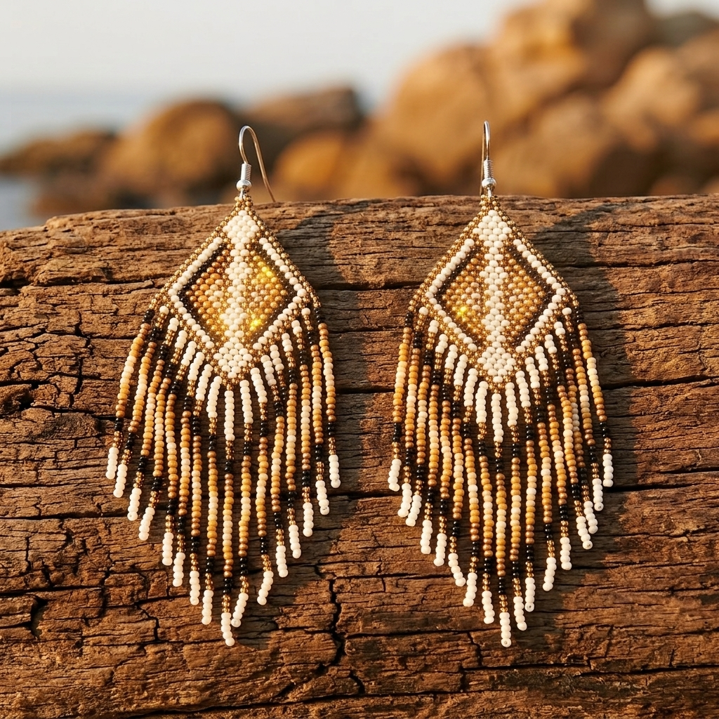 Bohemian Beaded Tassel Dangle Earrings