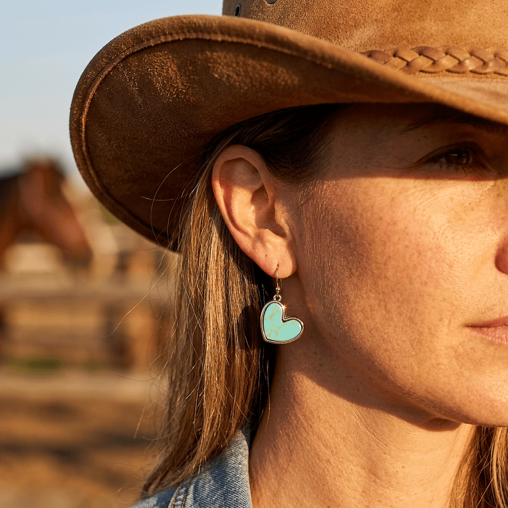 Bohemian Turquoise Heart Shaped Earrings