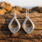 Vintage Copper Filigree Teardrop Earrings