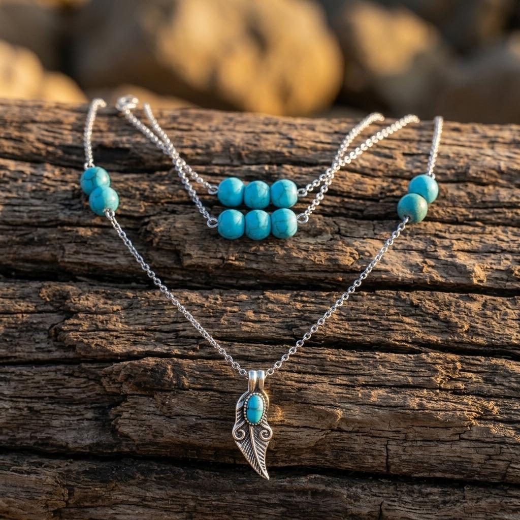 Boho Sterling Silver Turquoise Filigree Wing Necklace