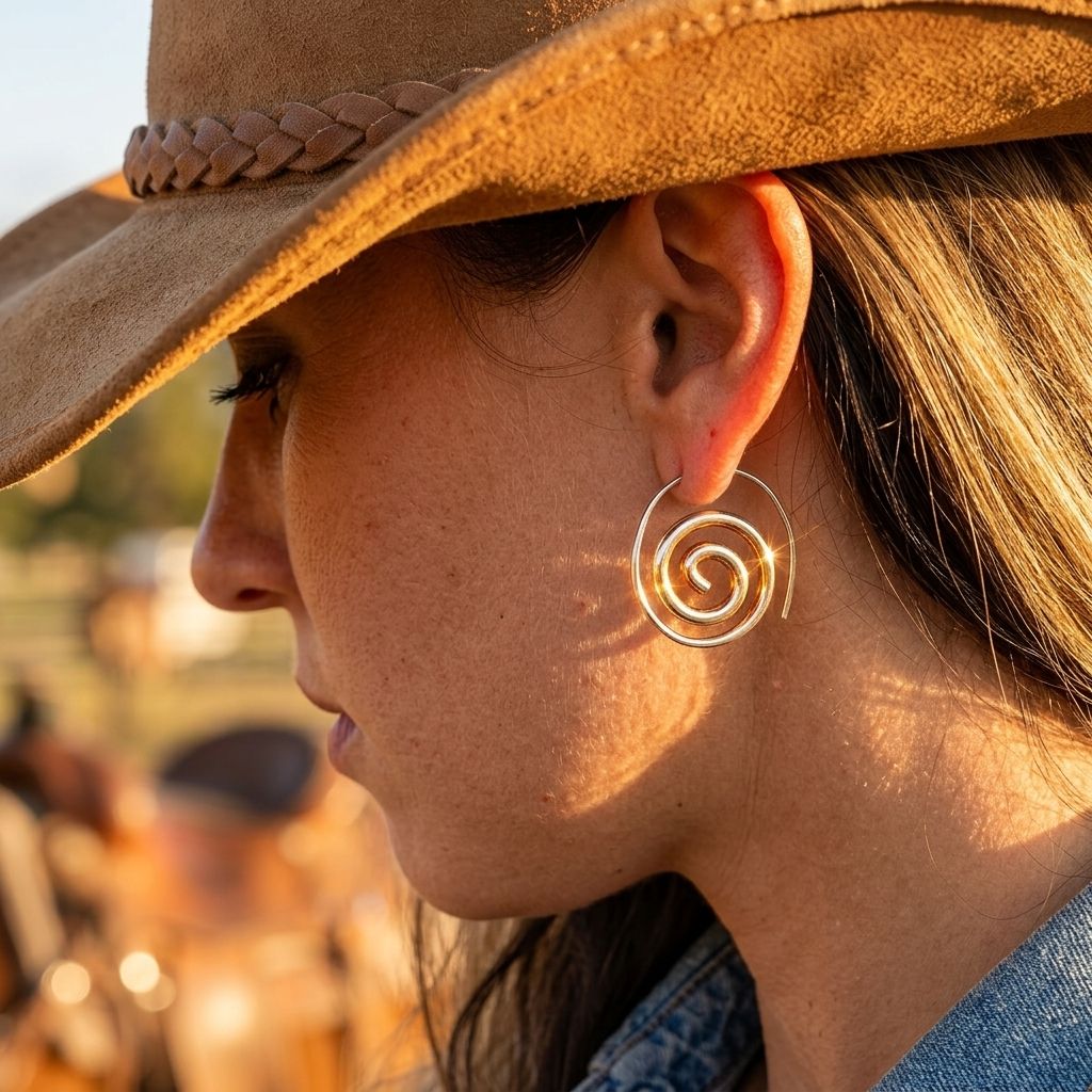 Silver Spiral Hoop Swirl Earrings