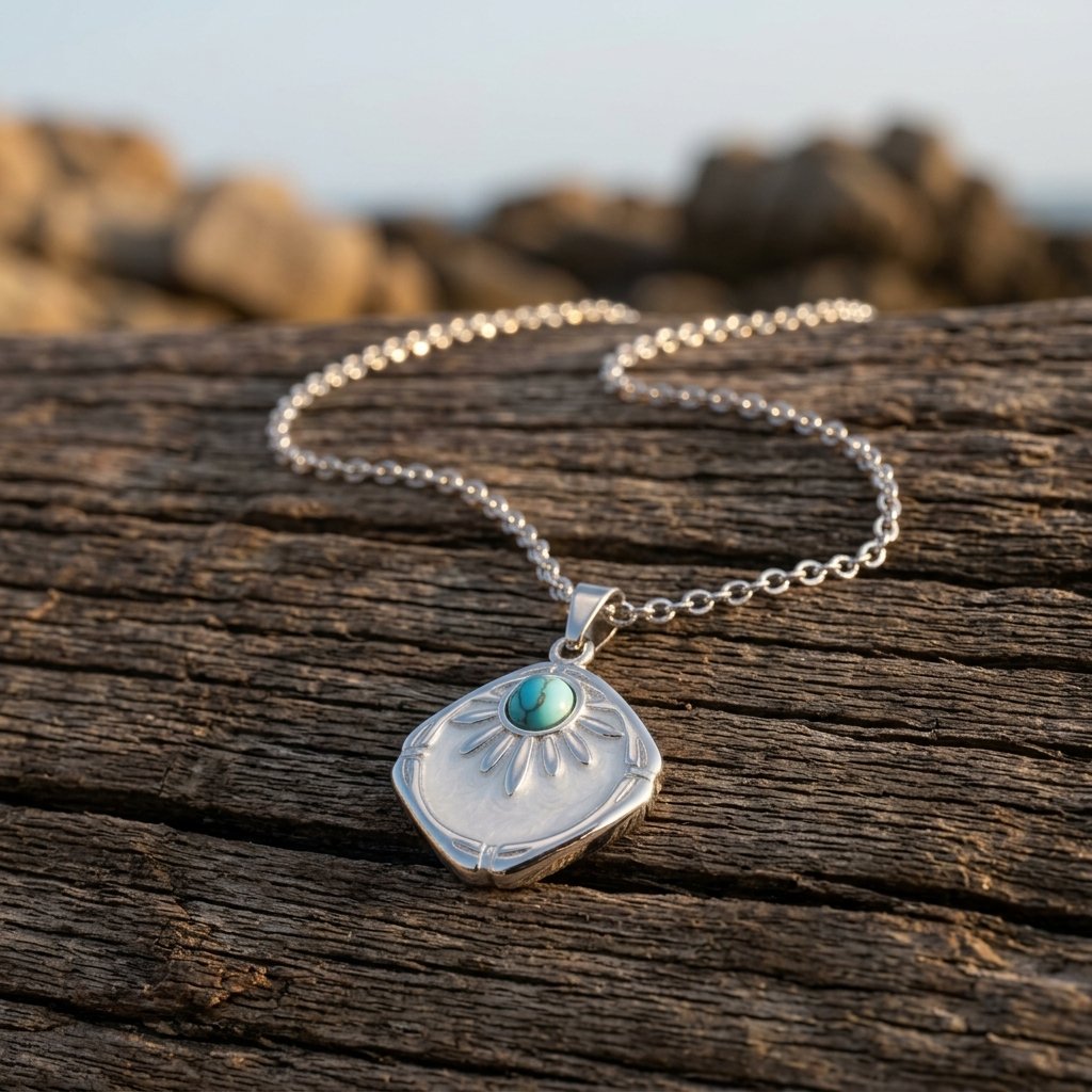 Boho Silver Turquoise Shell Necklace