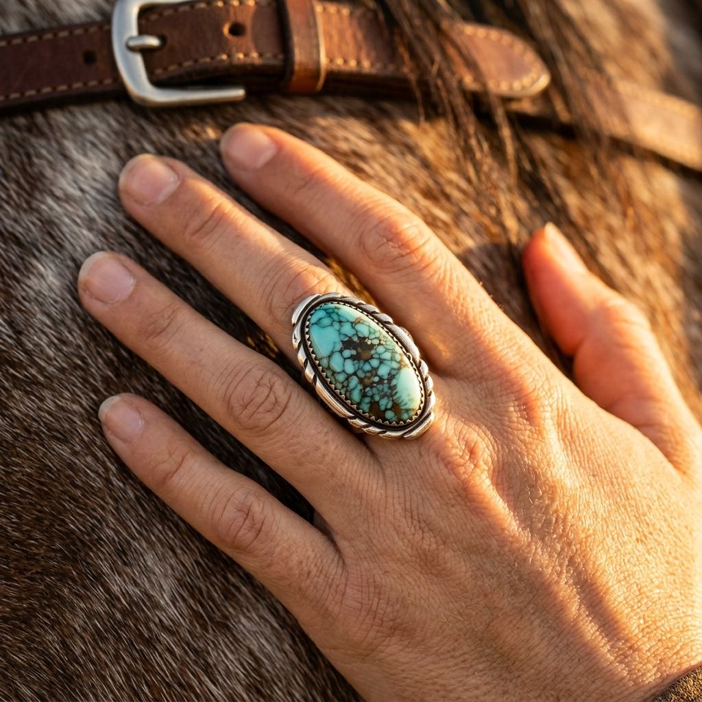 Vintage Copper Turquoise Oval Ring