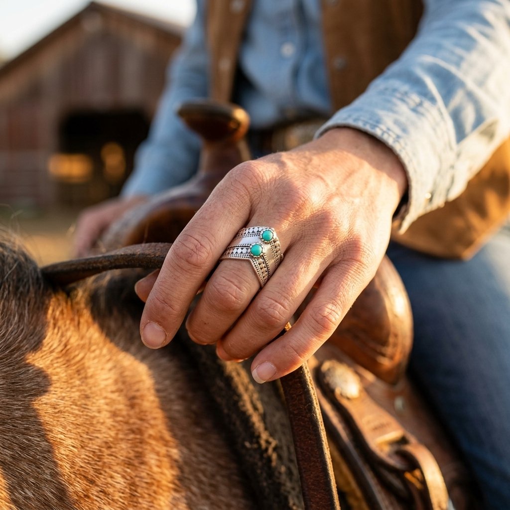 Retro Brass Turquoise Filigree V Shaped Ring