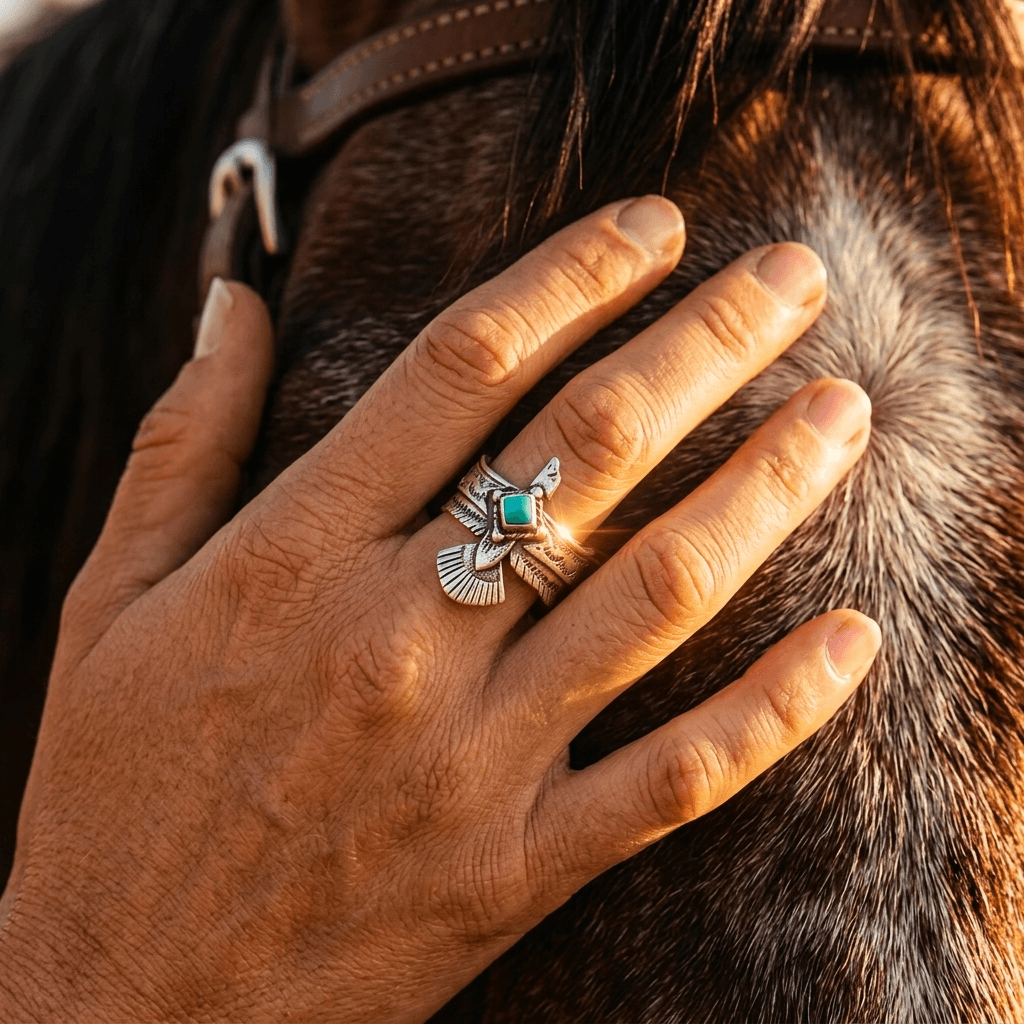 Vintage Bohemian Alloy Turquoise Adjustable Ring