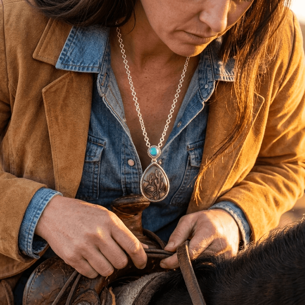 Bohemian Turquoise Oval Pendant Necklace
