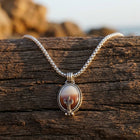 Desert Silver Cactus Oval Necklace