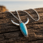Blue Horn Pendant Necklace