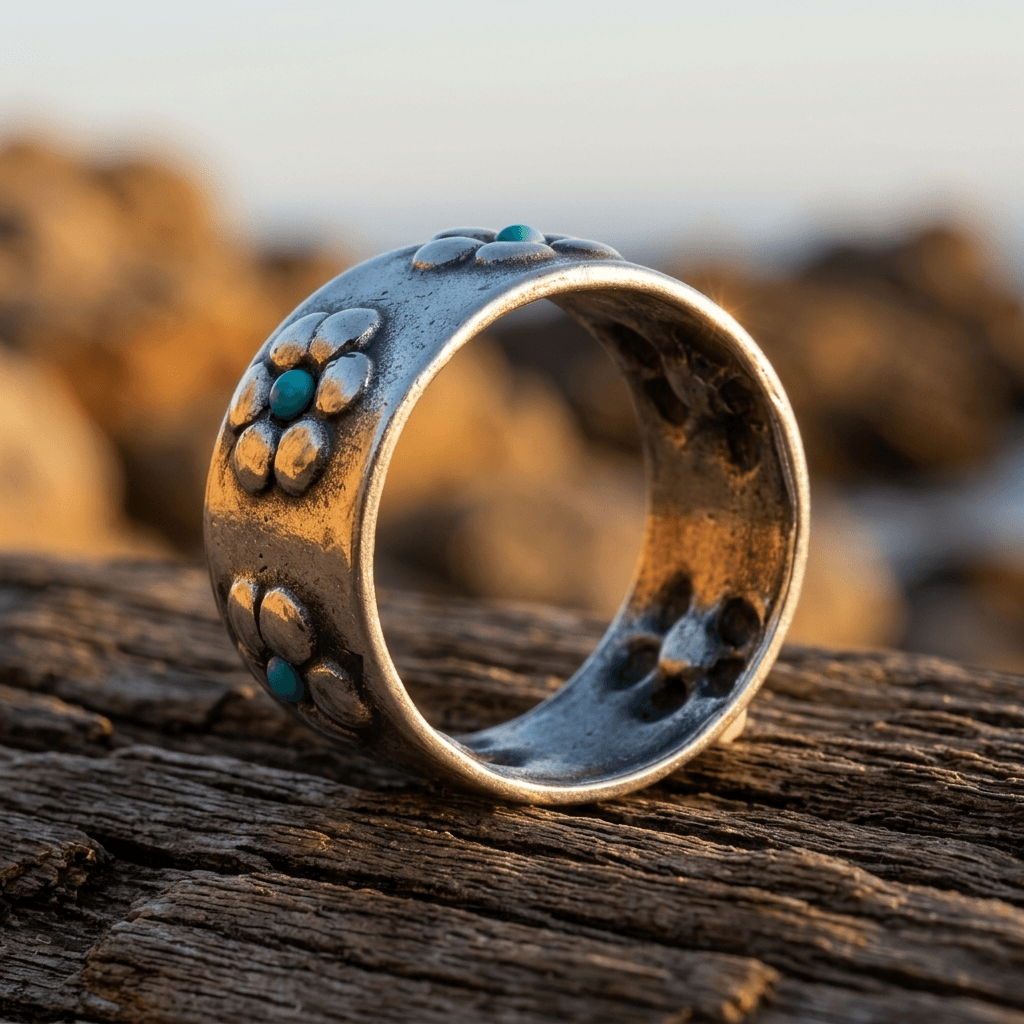 Bohemian Silver Turquoise Statement Ring