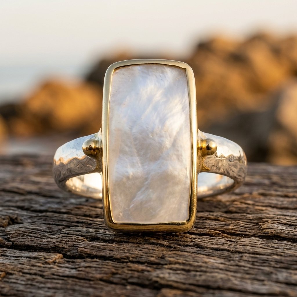 Coastal Gold Moonstone Rectangle Ring