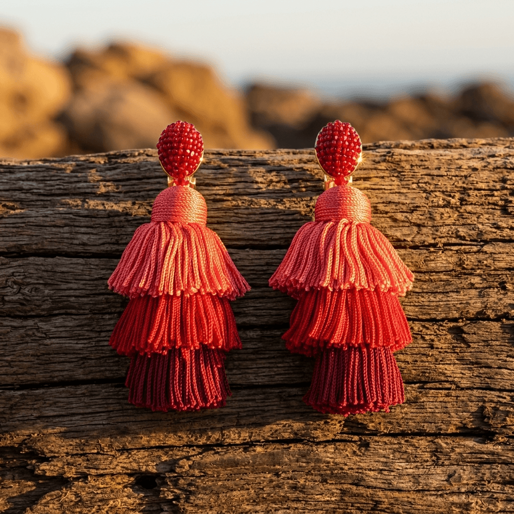 Bohemian Beaded Tassel Drop Earrings
