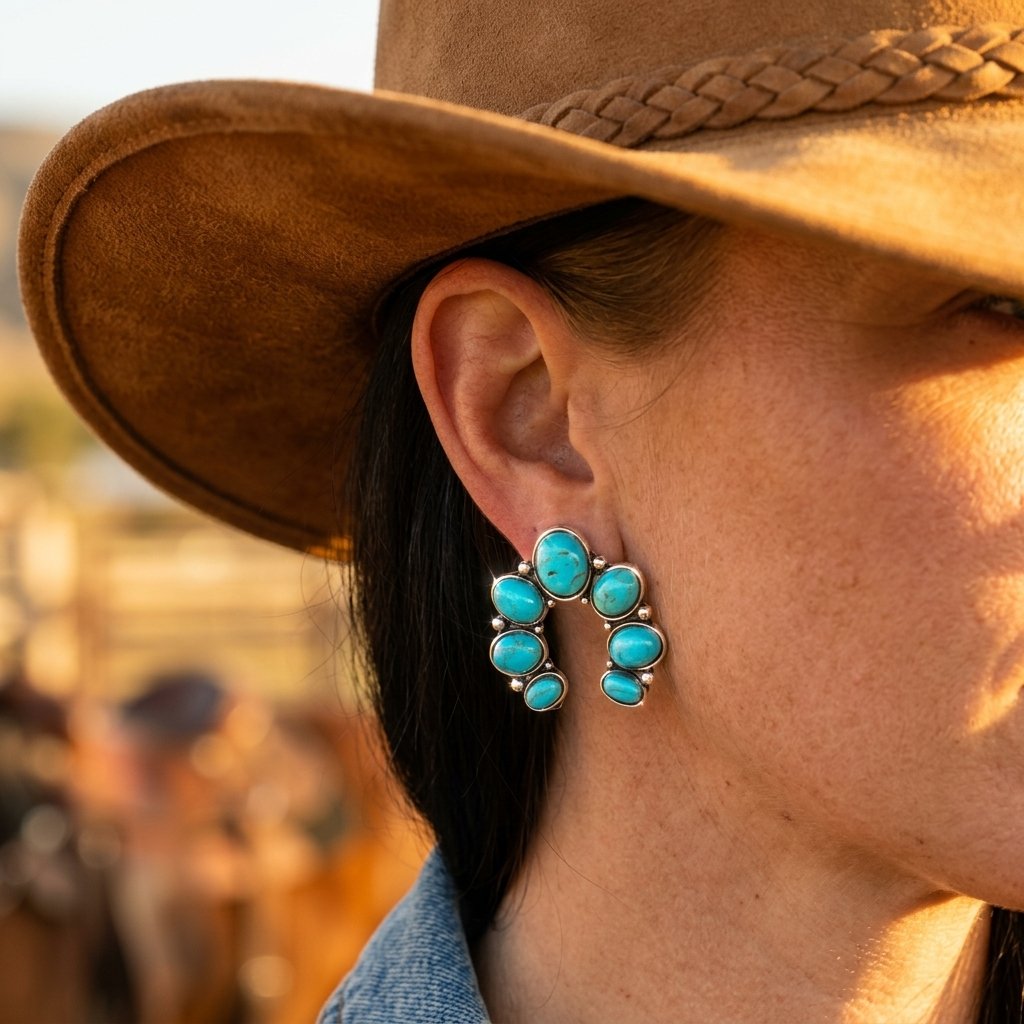 Boho Silver Turquoise Cluster Earrings