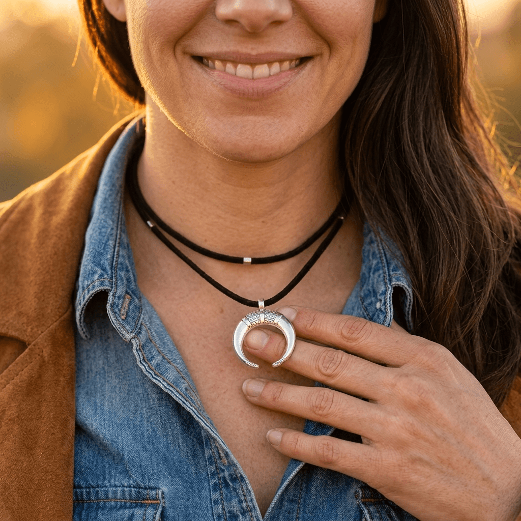 Wild Crescent Gold Pendant Necklace