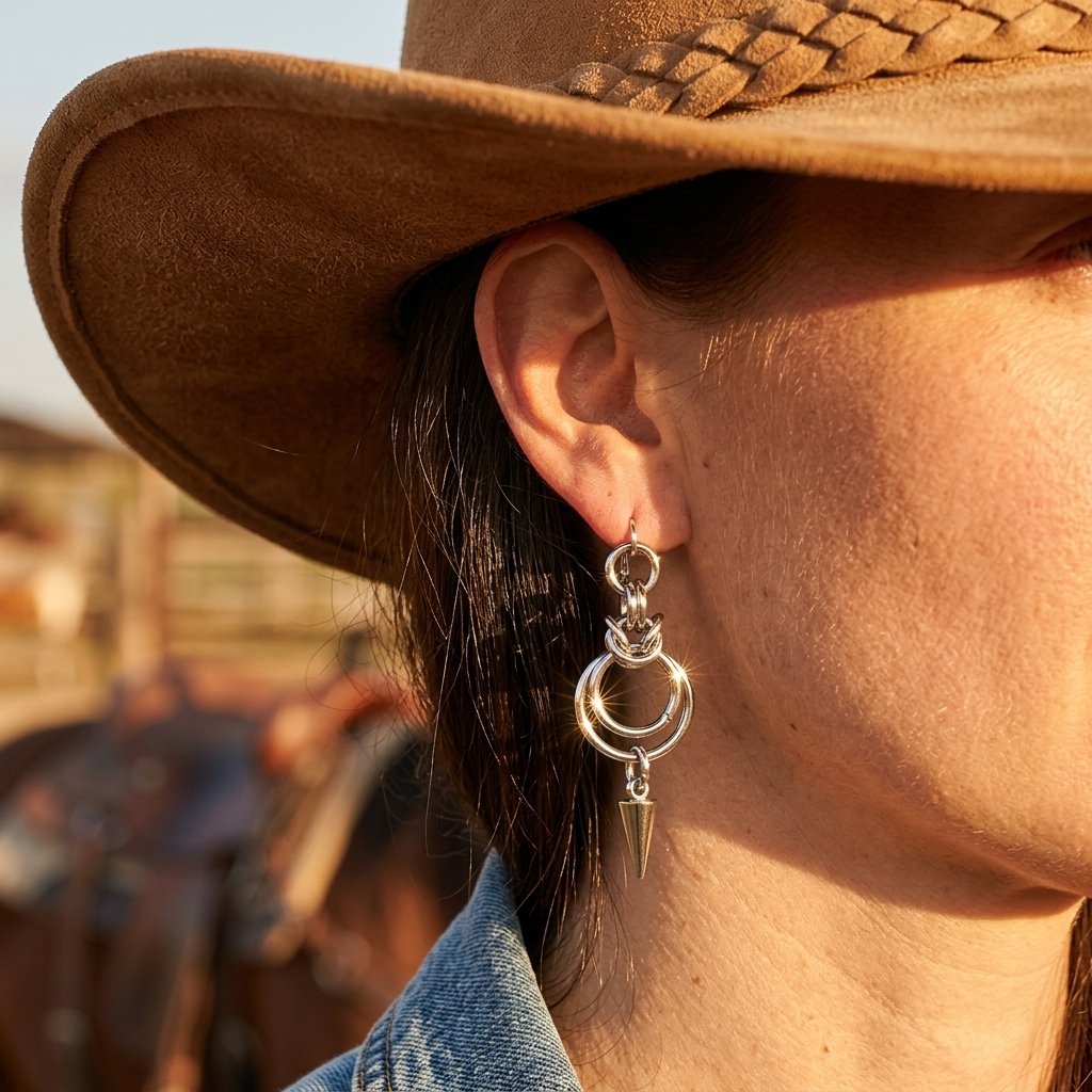 Silver Stainless Steel Spike Earrings