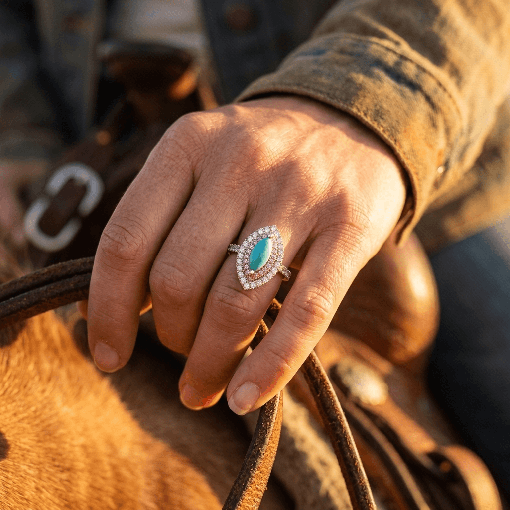 Retro Turquoise Marquise Bohemian Ring