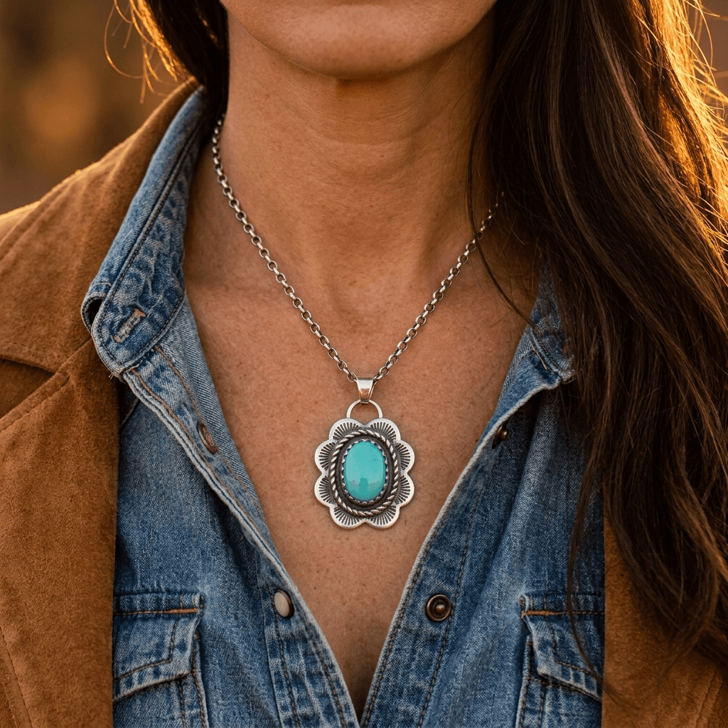 Vintage Silver Turquoise Necklace