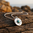 Compass Turquoise Silver Pendant Necklace