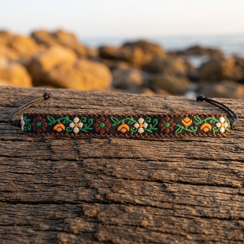 Bohemian Handwoven Floral Embroidered Bracelet
