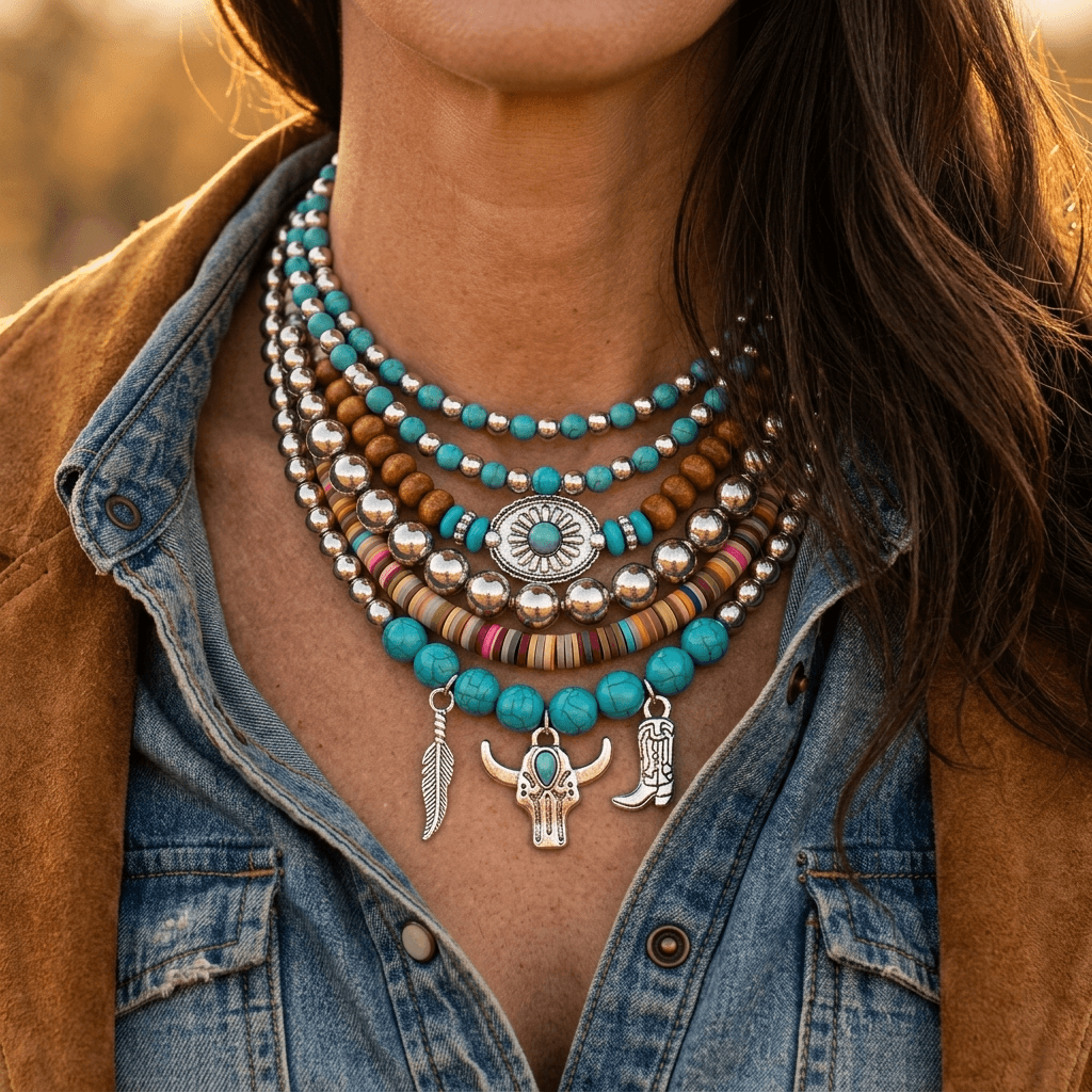 Turquoise Bull Skull Necklace