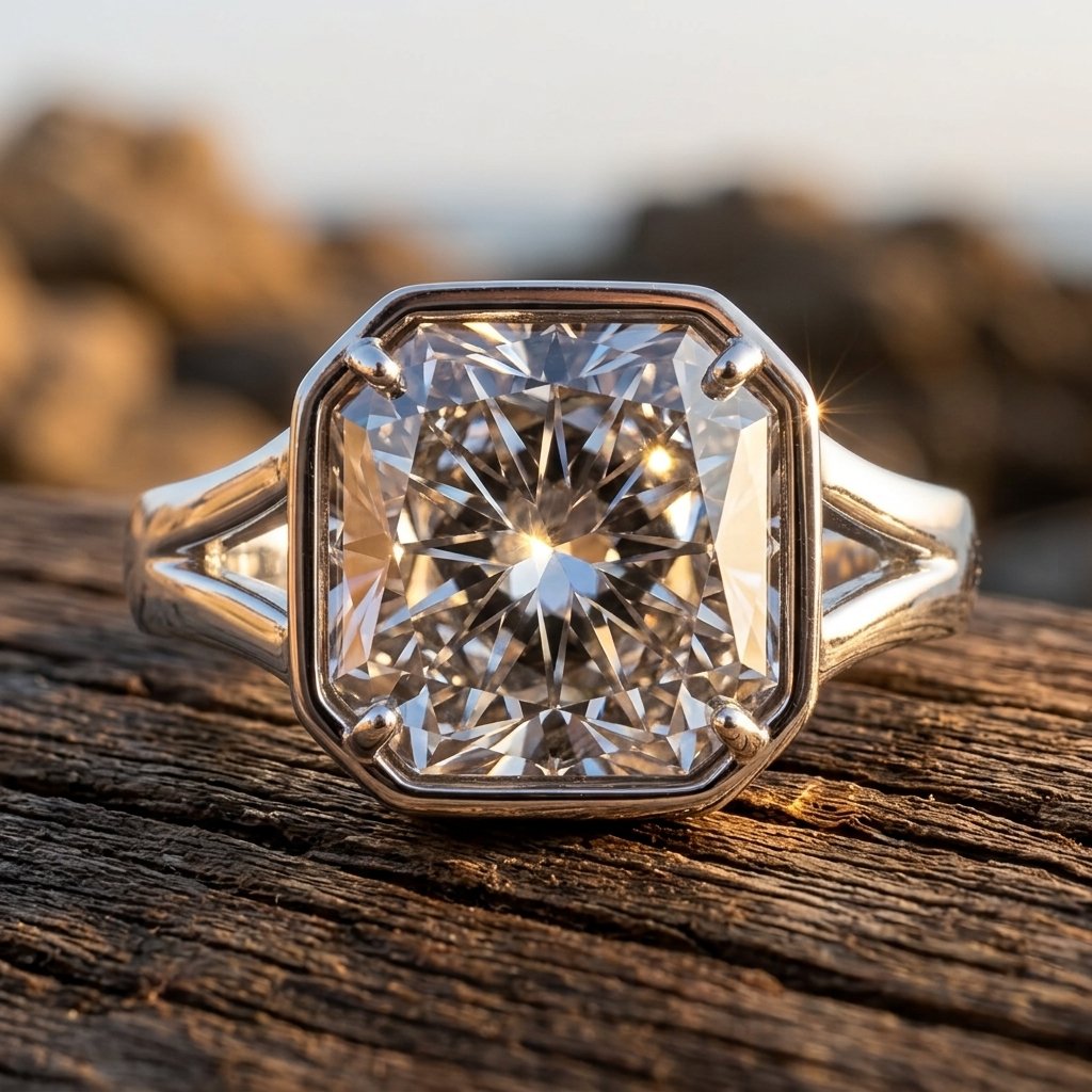 Gold Bezel Set Cushion Cut Ring
