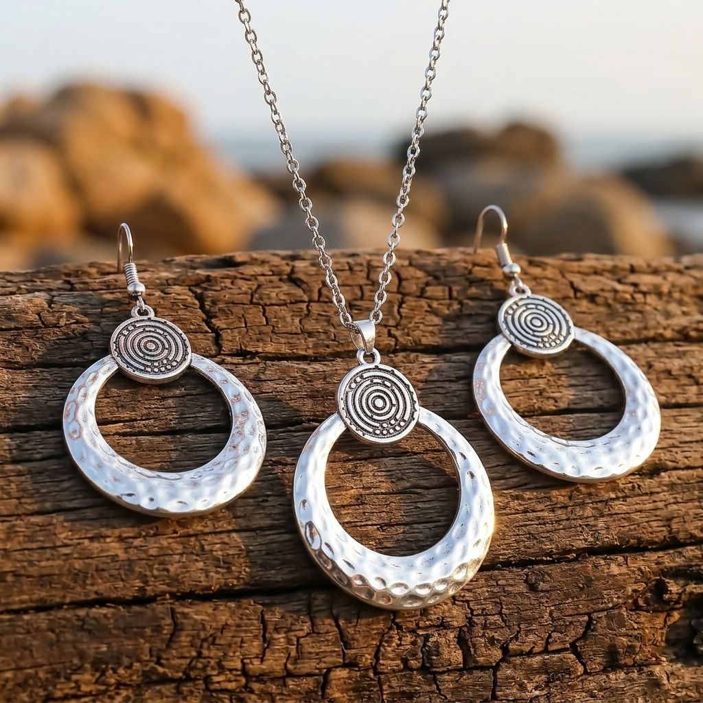 Western Silver Turquoise Carved Jewelry Set