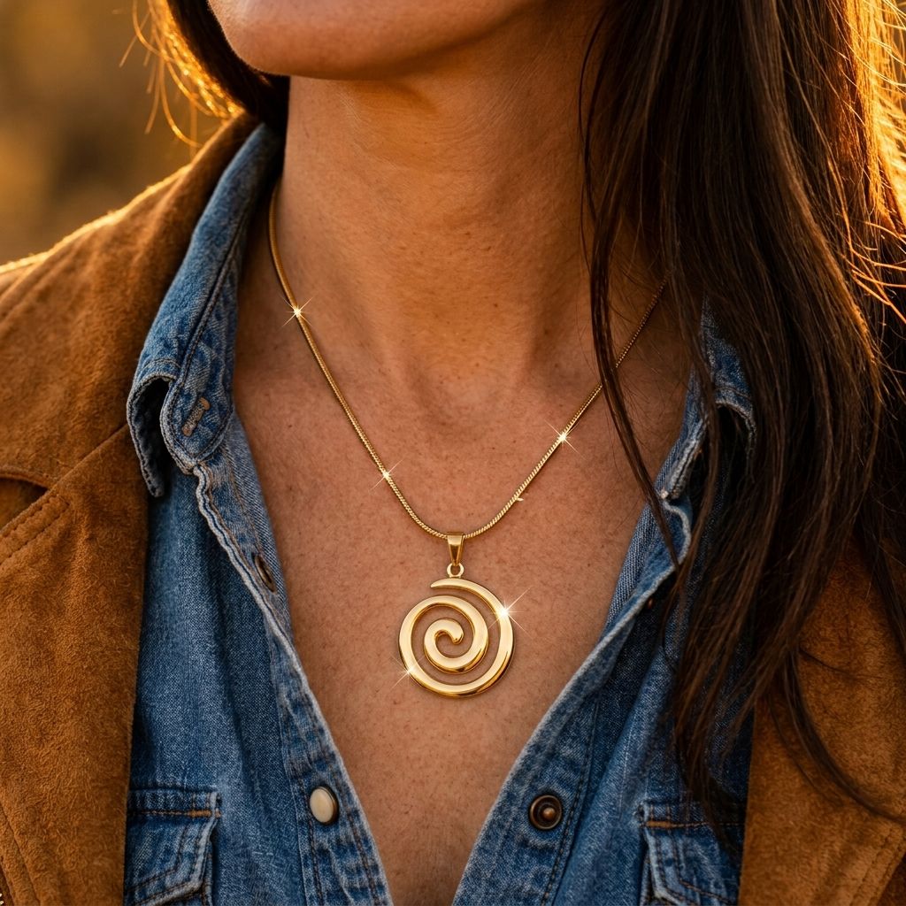 Bohemian Gold Swirl Thread Pattern Necklace