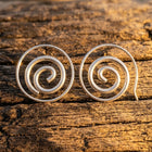 Silver Spiral Hoop Swirl Earrings