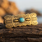 Vintage Gold Turquoise Inlay Spring Hair Clip