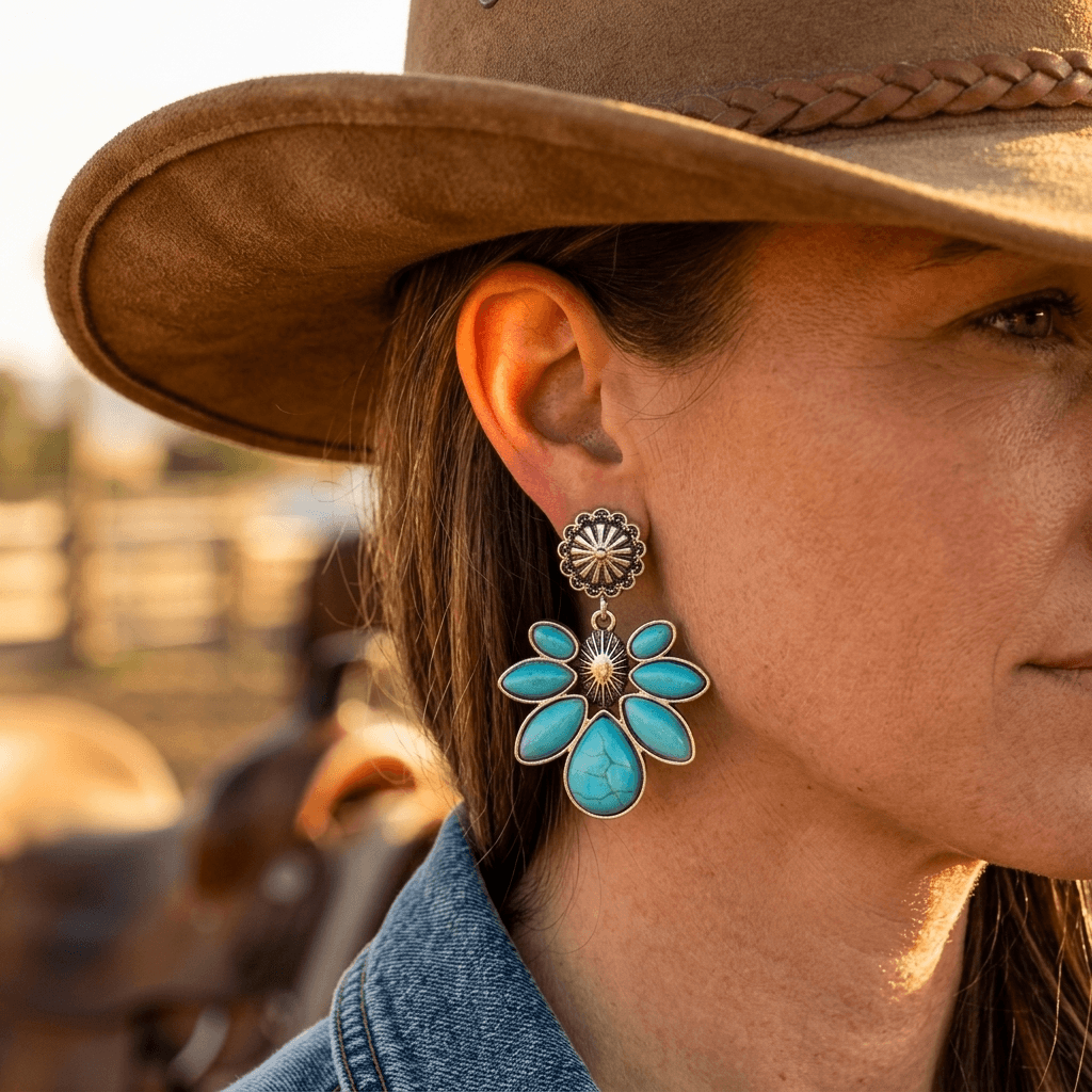 Wild Turquoise Stone Drop Earrings