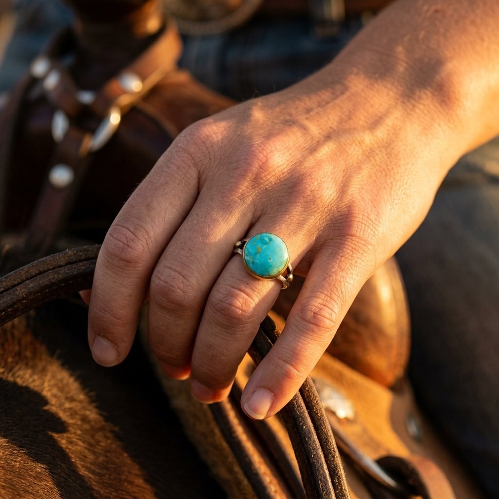 Boho Silver Turquoise Round Ring