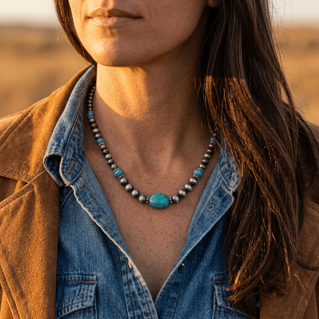 Silver Sky Blue Pendant Necklace
