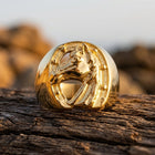 Gold Horseshoe Horse Head Ring
