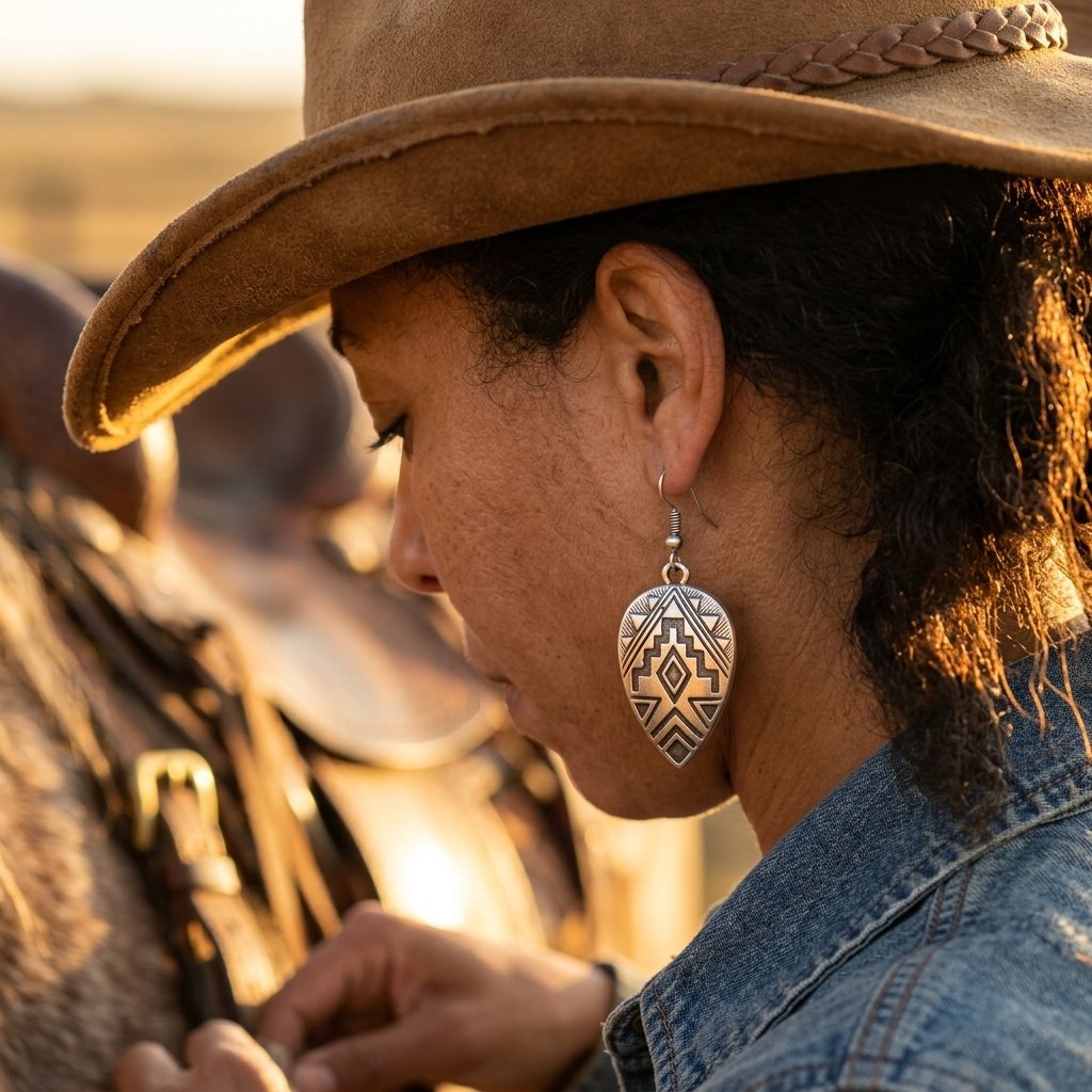 Southwestern Silver Stamped Oval Earrings