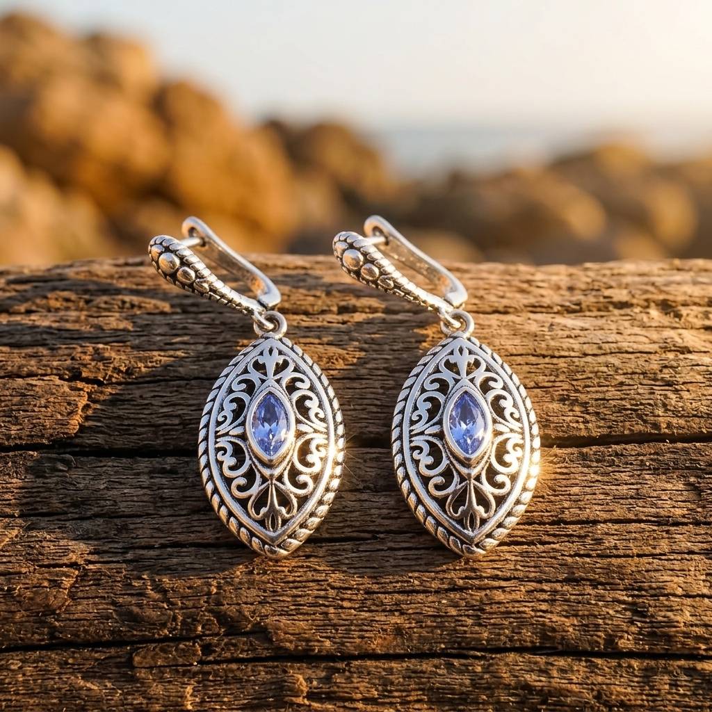 Vintage Silver Filigree Oval Earrings