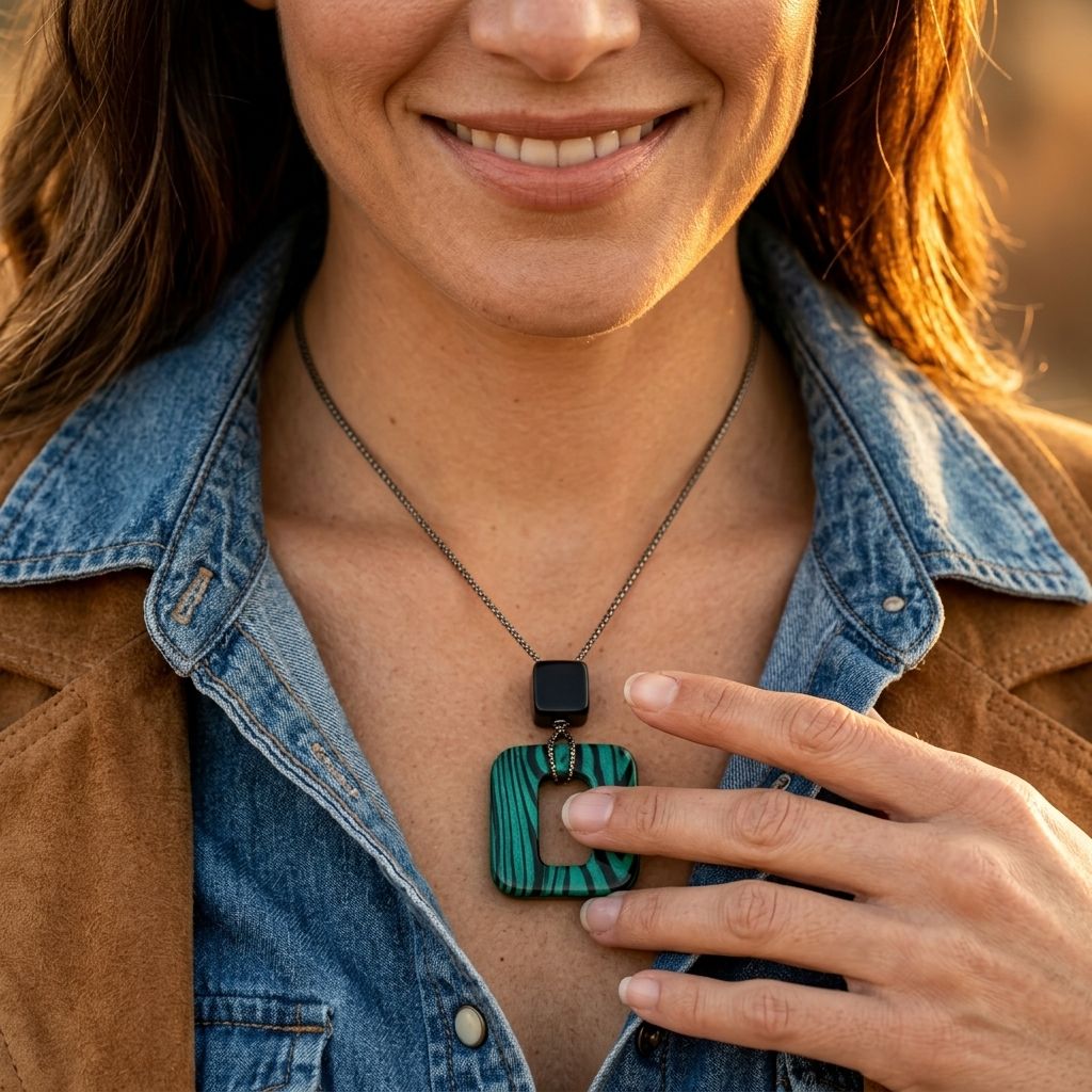 Bohemian Turquoise Striped Hollow Necklace