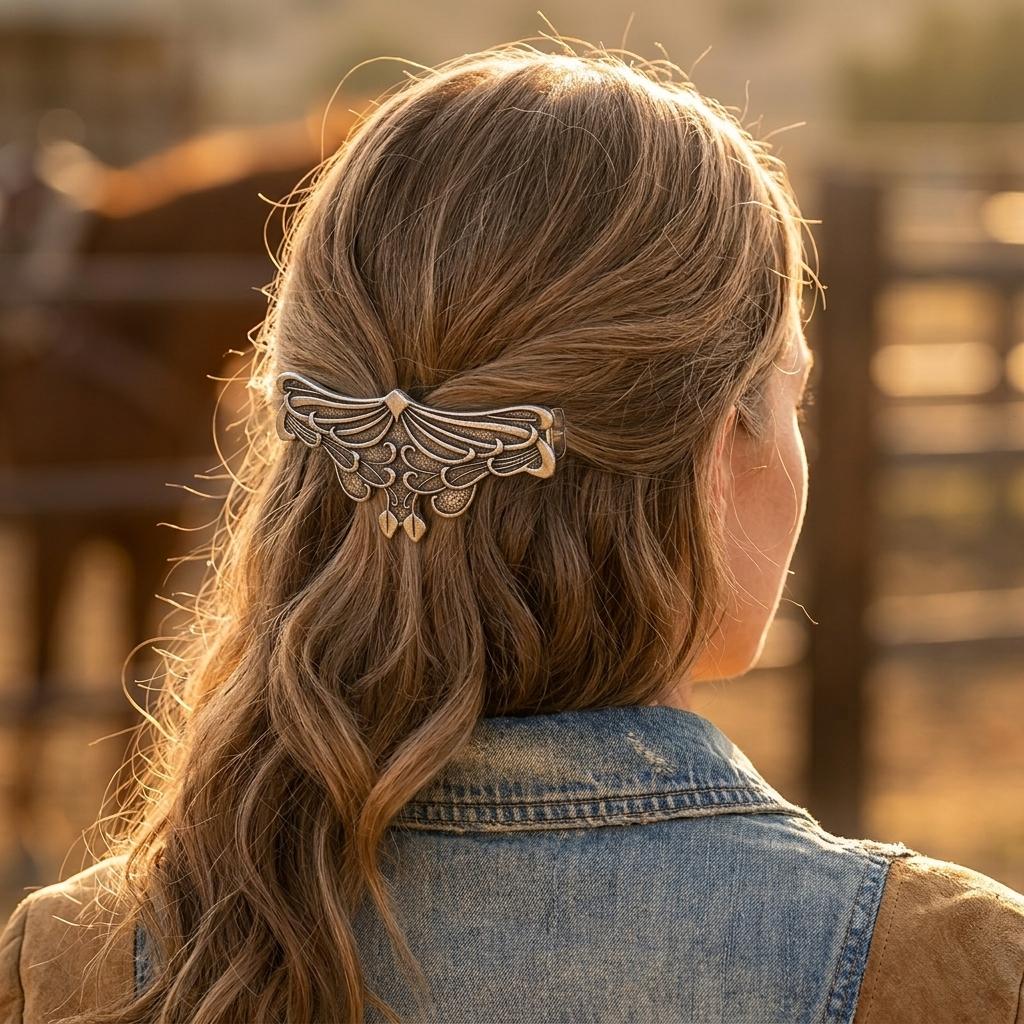 Vintage Silver Irish Symbol Pattern Hair Clip